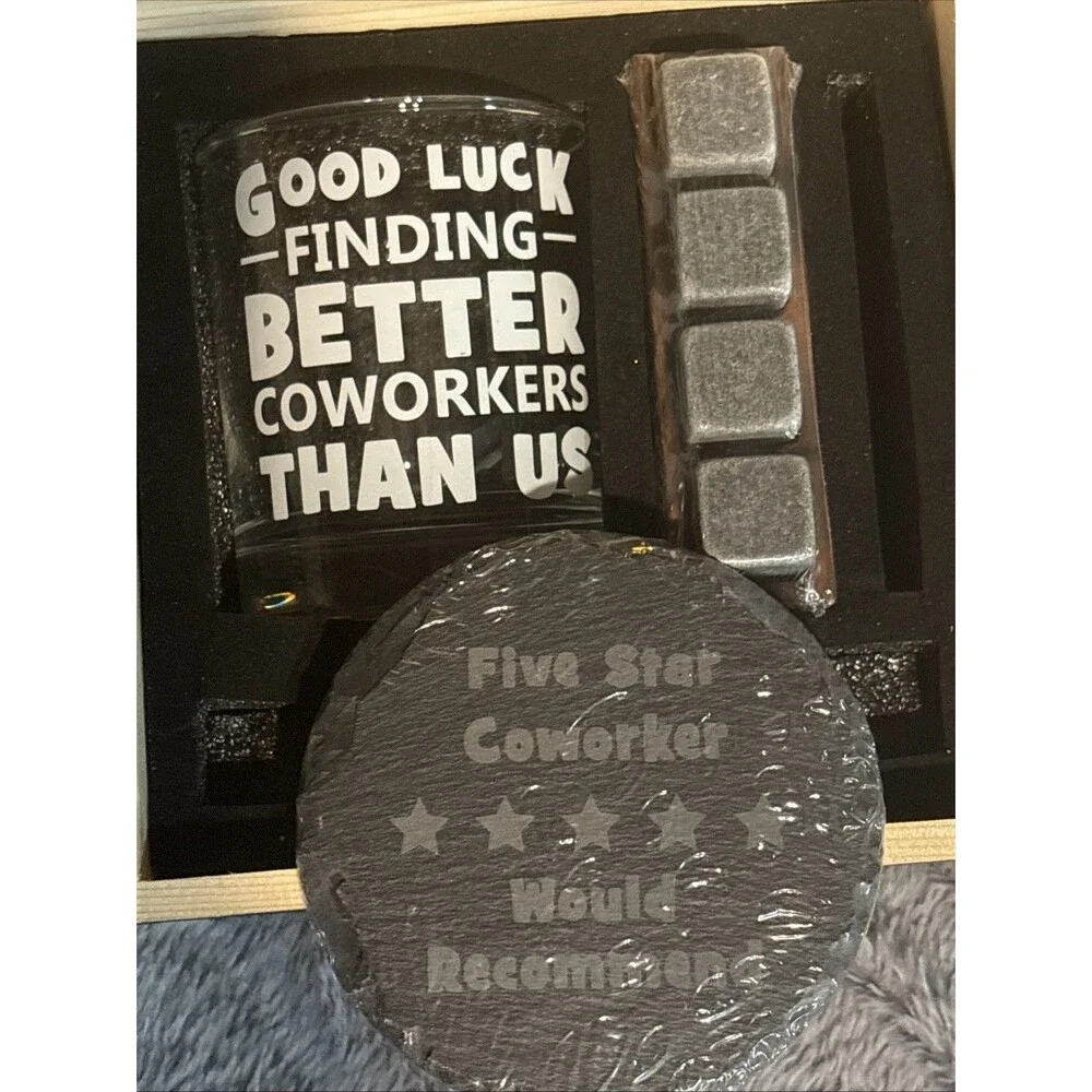 A Toast To Memories Co-worker Whiskey Glass Work Retirement Gift Box NEW